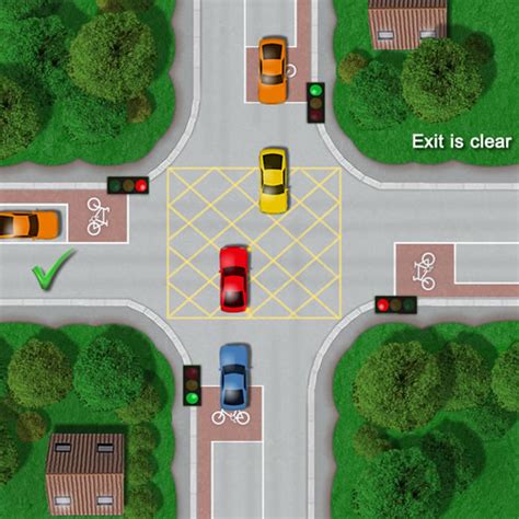 box junction traffic light turns red